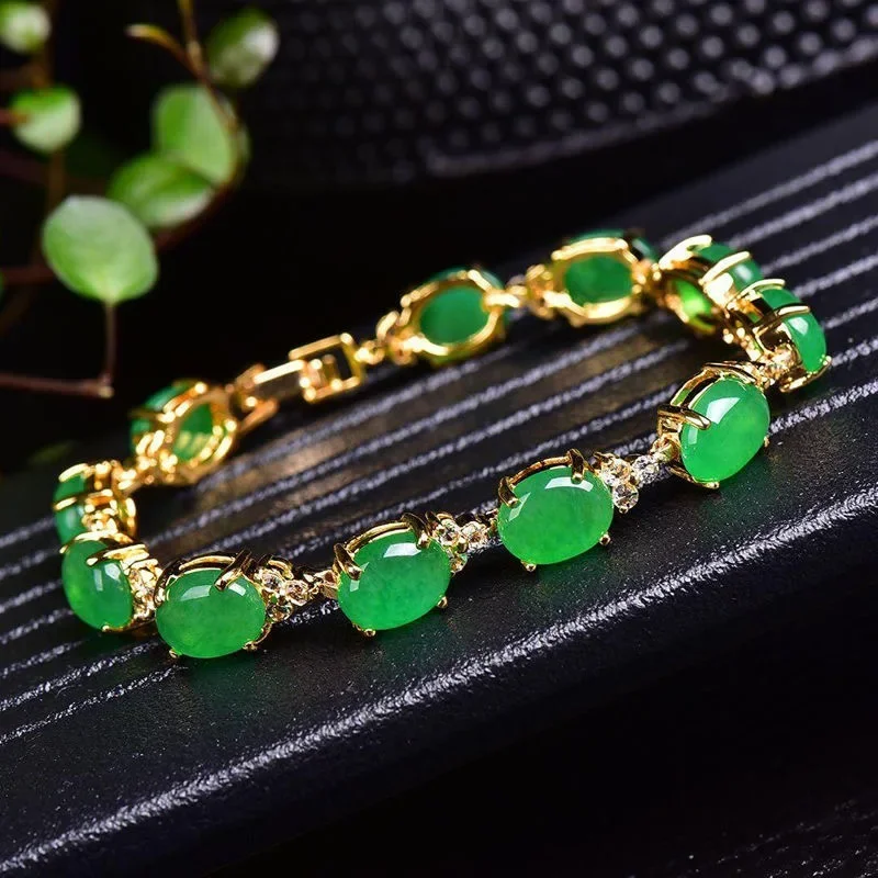 Jewelry & Watches Review - Naturalny zielony jadeitowy agat miłość bransoletka