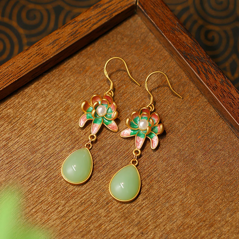 Drop Earrings - Zielone, naturalne kolczyki w kształcie kropli