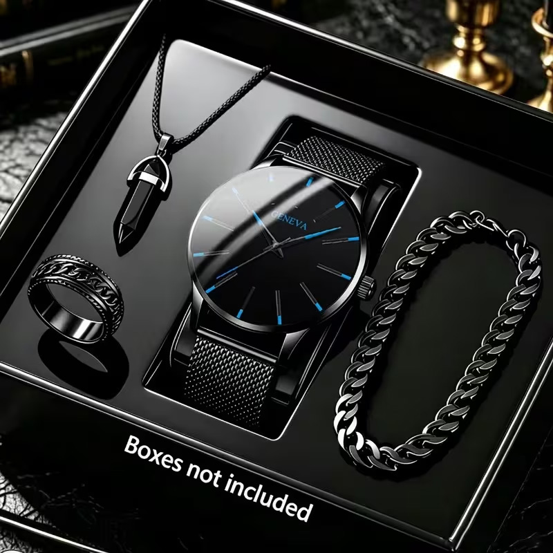 Jewelry Watches For Men - 4-częściowy zestaw męskich sportowych, modnych, codziennych