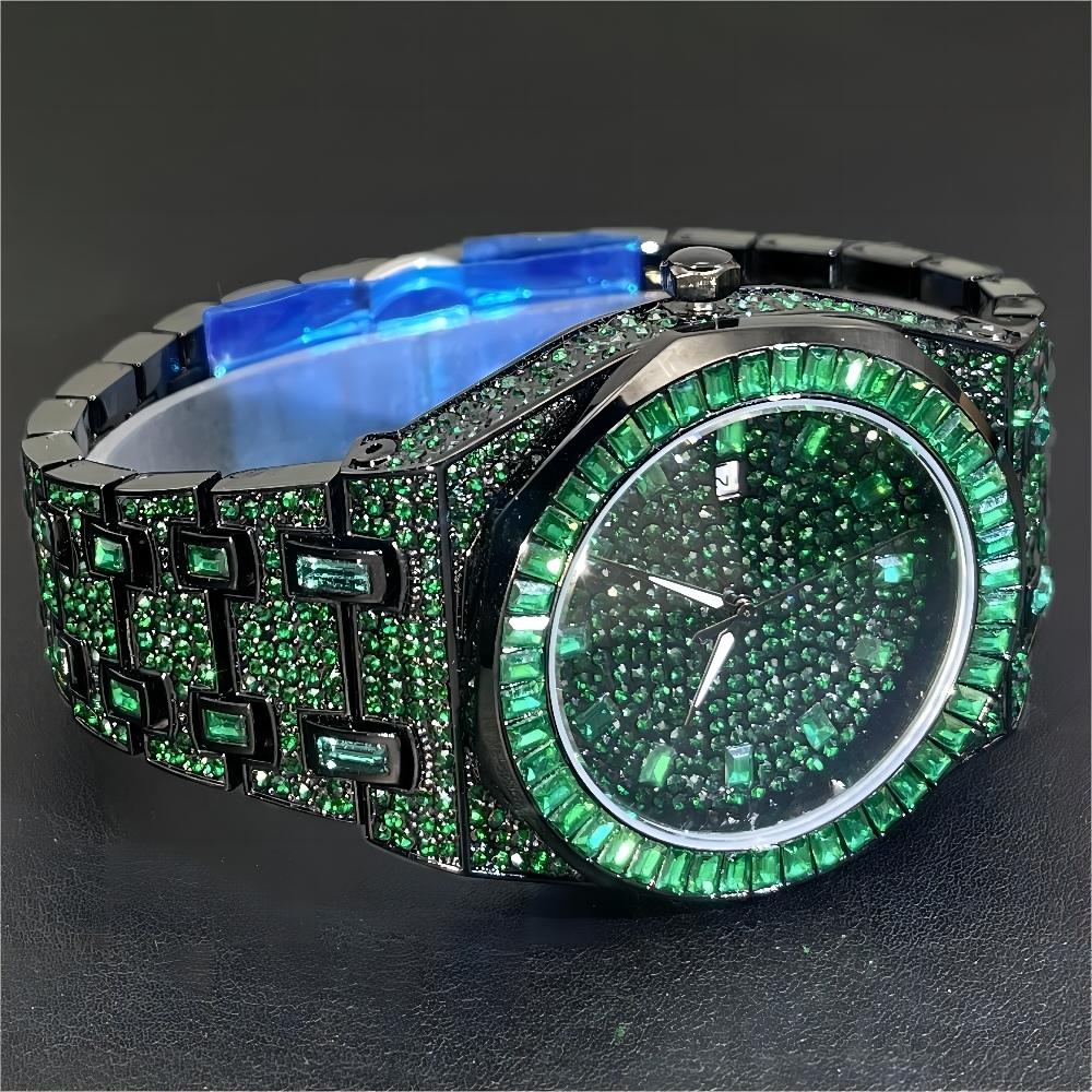 2024 Hip Hop Zielony Diamentow – Jewelry Watches For Men recenzja i cena