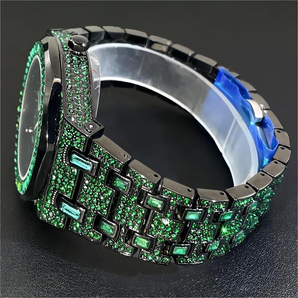 2024 Hip Hop Zielony Diamentow – Jewelry Watches For Men recenzja i cena
